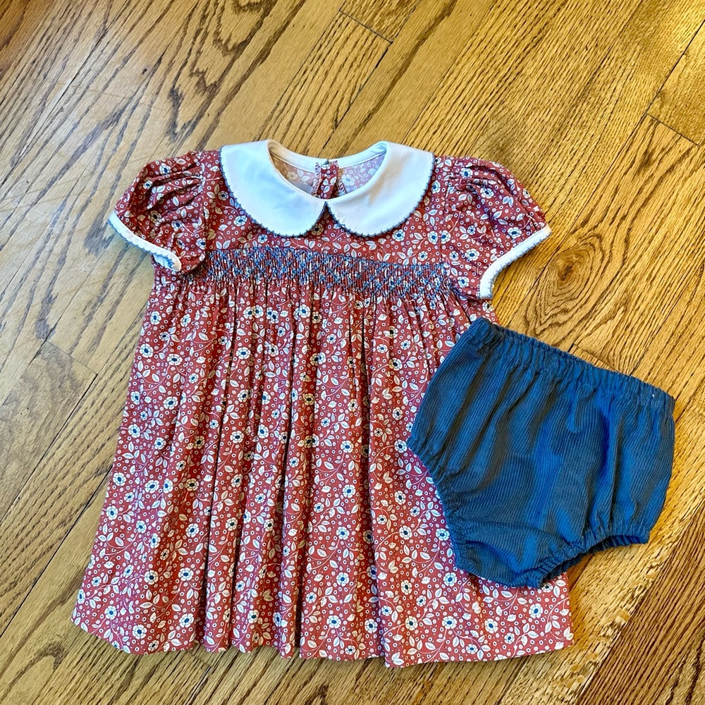 Bella Bliss Smocked Peter Pan Collar Dress, Size 24 months